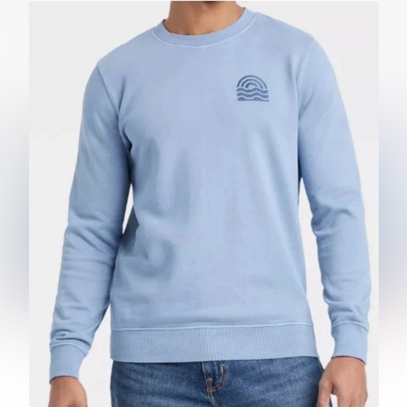 Men's French Terry Crewneck Pullover Sweatshirt / Goodfellow/ Medium size / Blue - Picture 2 of 3